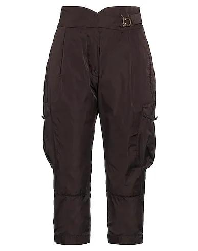 Dark brown Plain weave Cropped pants & culottes
