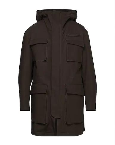 Dark brown Plain weave Full-length jacket