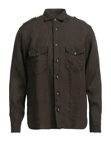 Dark brown Plain weave Linen shirt