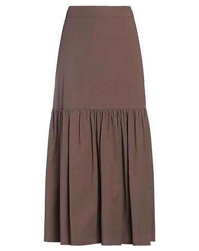 Dark brown Plain weave Maxi Skirts
