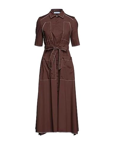 Dark brown Plain weave Midi dress