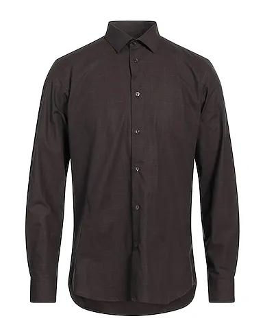 Dark brown Plain weave Patterned shirt
