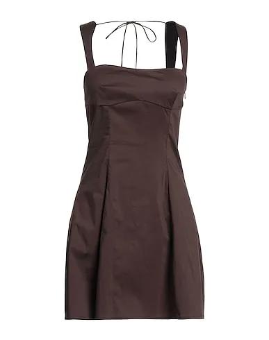 Dark brown Plain weave Short dress