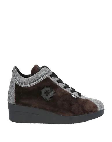 Dark brown Plain weave Sneakers