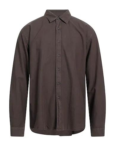 Dark brown Plain weave Solid color shirt