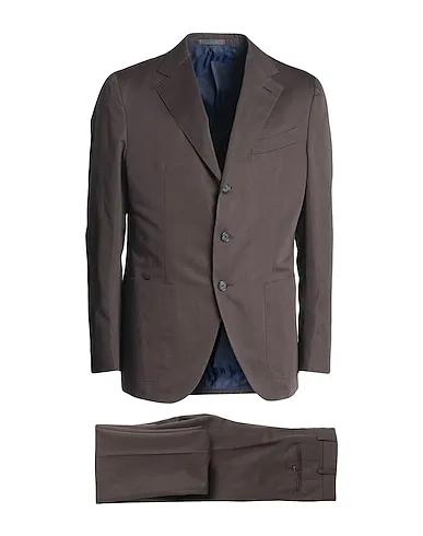 Dark brown Plain weave Suits