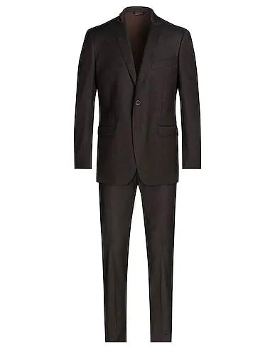 Dark brown Plain weave Suits