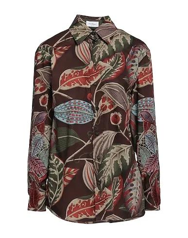 Dark brown Poplin Floral shirts & blouses