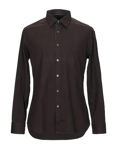 Dark brown Poplin Solid color shirt