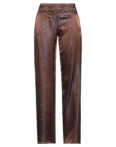 Dark brown Satin Casual pants