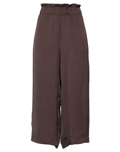 Dark brown Satin Cropped pants & culottes