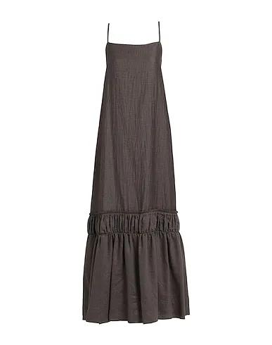 Dark brown Silk shantung Long dress