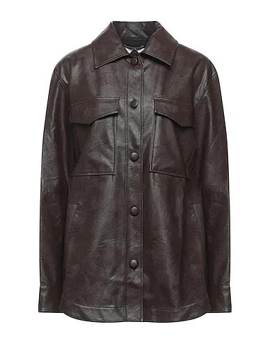 Dark brown Solid color shirts & blouses
