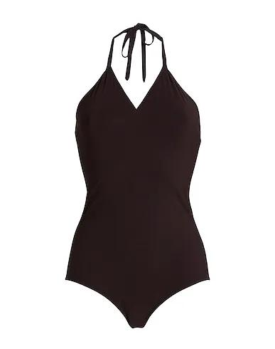 Dark brown Synthetic fabric One-piece swimsuits