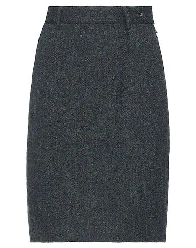 Dark green Boiled wool Midi skirt