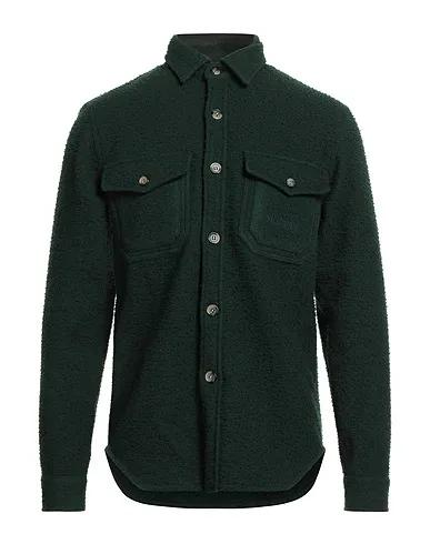 Dark green Boiled wool Solid color shirt