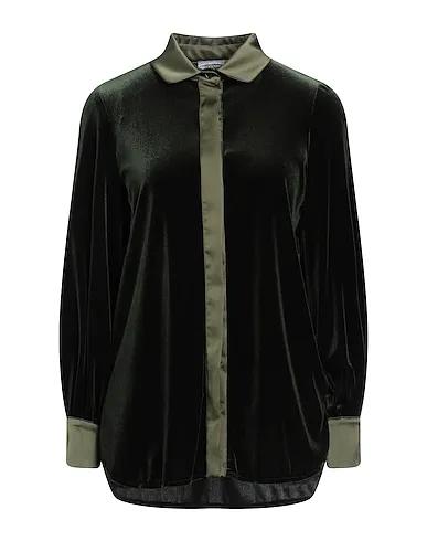 Dark green Chenille Solid color shirts & blouses