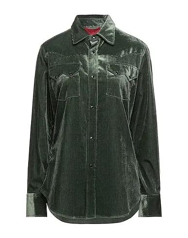 Dark green Chenille Solid color shirts & blouses