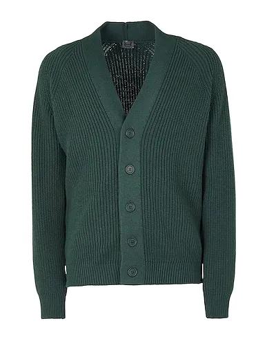 Dark green Knitted Cardigan COTTON-BLEND RIBBED CARDIGAN
