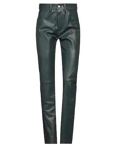 Dark green Leather Casual pants