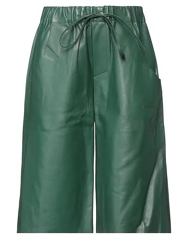 Dark green Leather Cropped pants & culottes