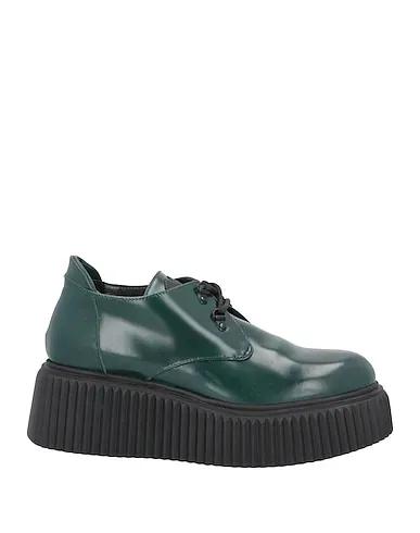Dark green Leather Laced shoes