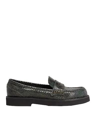 Dark green Leather Loafers PYTHON LEATHER PENNY LOAFER