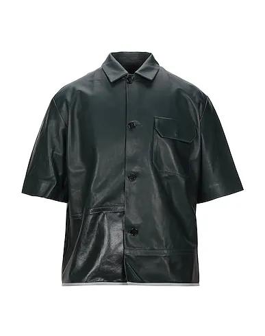 Dark green Leather Solid color shirt