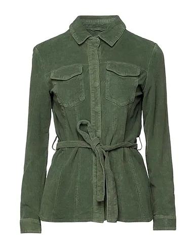 Dark green Leather Solid color shirts & blouses