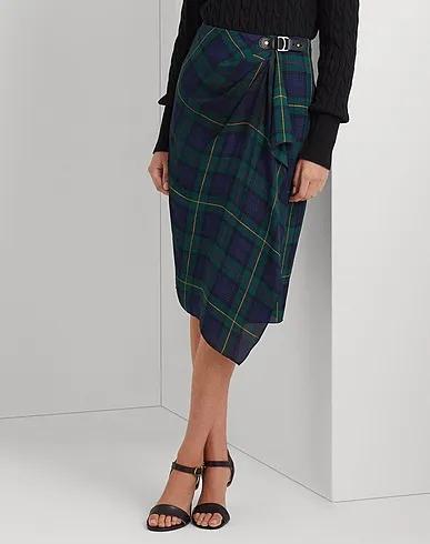 Dark green Midi skirt PLAID BUCKLE-TRIM GEORGETTE SKIRT
