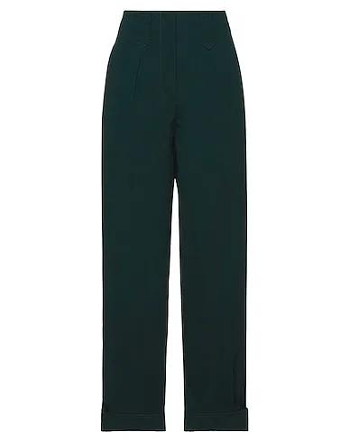 Dark green Plain weave Casual pants
