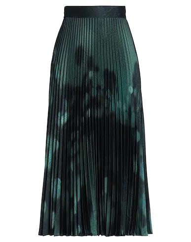 Dark green Plain weave Maxi Skirts
