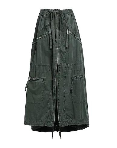 Dark green Plain weave Maxi Skirts