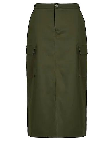 Dark green Plain weave Midi skirt COTTON CARGO MIDI SKIRT
