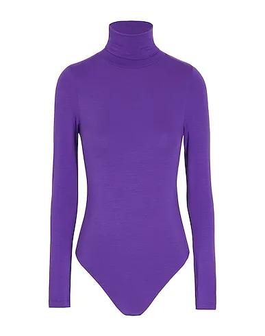 Dark purple Bodysuit VISCOSE L/SLEEVE ROLL-NECK BRIEF BODYSUIT