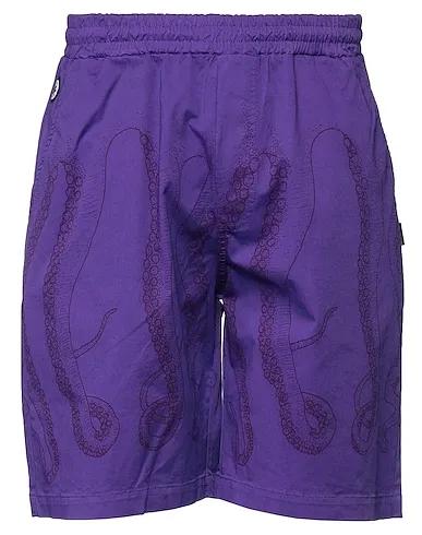 Dark purple Cotton twill Shorts & Bermuda