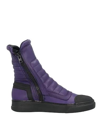 Dark purple Leather Ankle boot