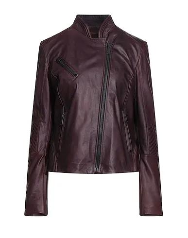 Dark purple Leather Biker jacket