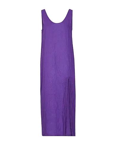 Dark purple Plain weave Midi dress LINEN MAXI DRESS

