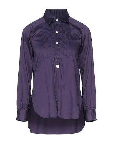 Dark purple Poplin Solid color shirts & blouses