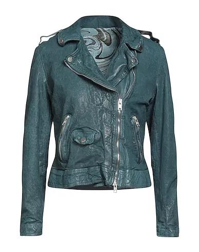 Deep jade Leather Biker jacket