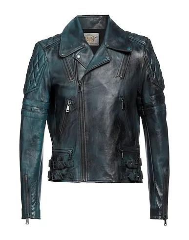 Deep jade Leather Biker jacket