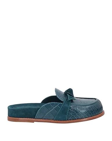 Deep jade Leather Mules and clogs