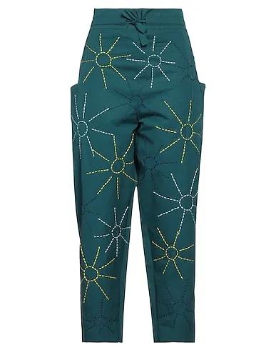 Deep jade Plain weave Casual pants