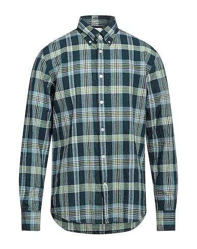 Deep jade Plain weave Checked shirt