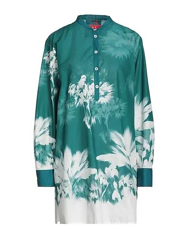 Deep jade Plain weave Floral shirts & blouses