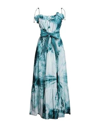 Deep jade Plain weave Long dress