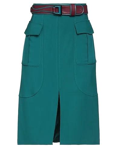 Deep jade Plain weave Midi skirt