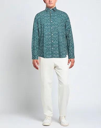 Deep jade Plain weave Patterned shirt