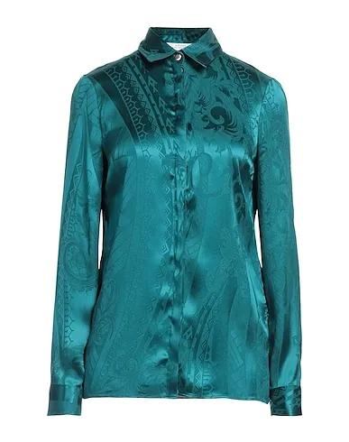 Deep jade Satin Silk shirts & blouses